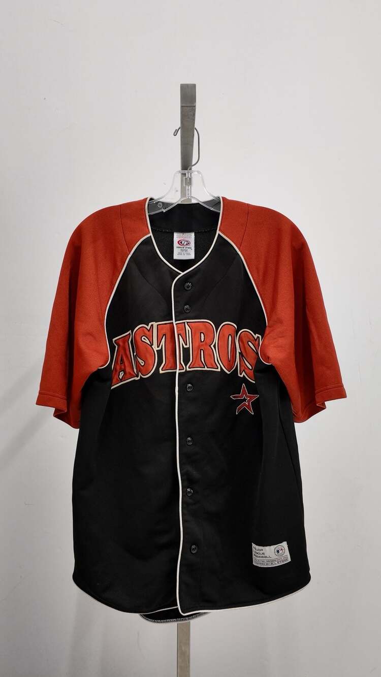 Houston Astros MLB Vintage-Style Baseball Jersey – Black/Brick Red (Medium)